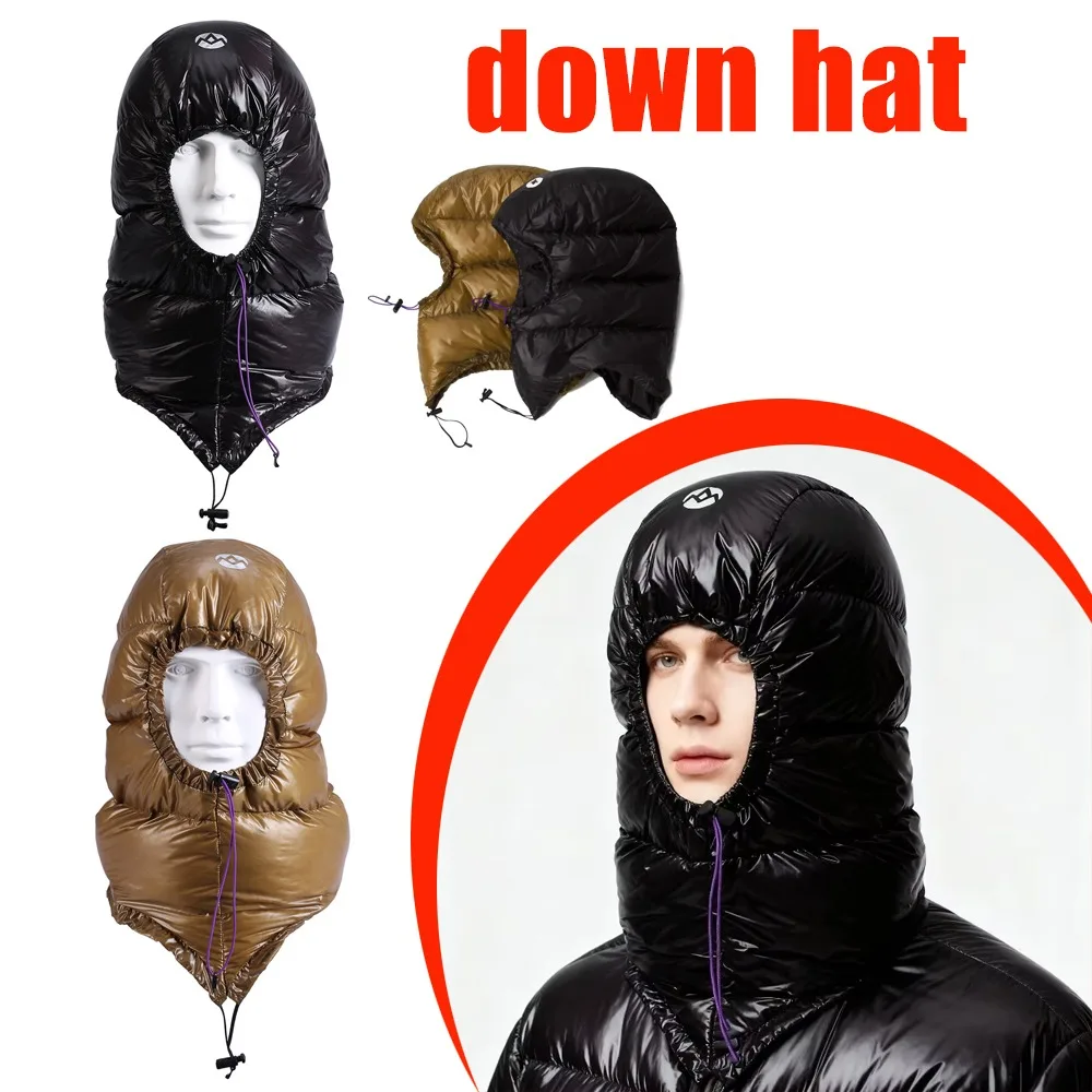 

Mountaineering Down Hat 1 Pcs Winter Goose Down Waterproof Outdoor Sports Hat For Camping Hiking Warm Drawstring Headwear