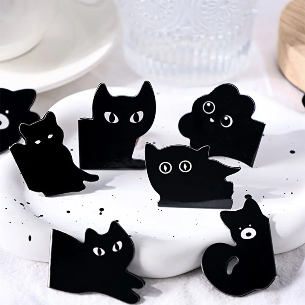 6PCS Black Magnetic Bookmarks Kitty Bunny Cute Design Animal Shaped Bookmark Kawaii Funny Book Page Marks Book Accessories