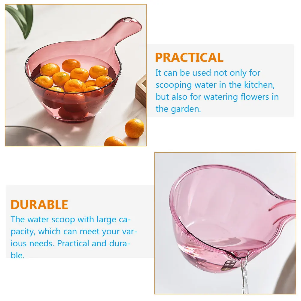 Heavy Duty Plastic Water Scoop with Hanging Hole for Kitchen Bath Garden Use Large Capacity Reusable Water Ladle Portable