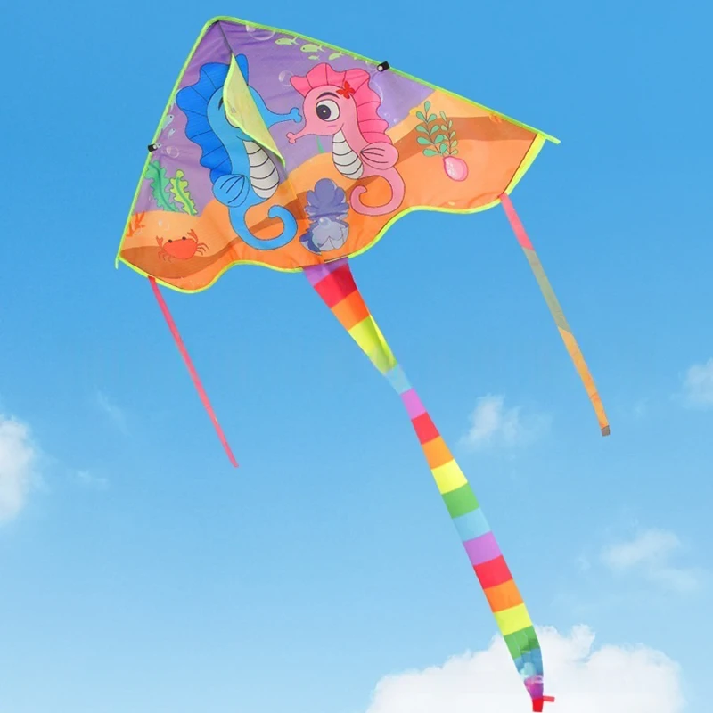 Cerf-volant Animal de dessin animé pour enfants, 1 pièce, facile à voler, amusant en plein air, sport, plage, Triangle, jouets pour enfants