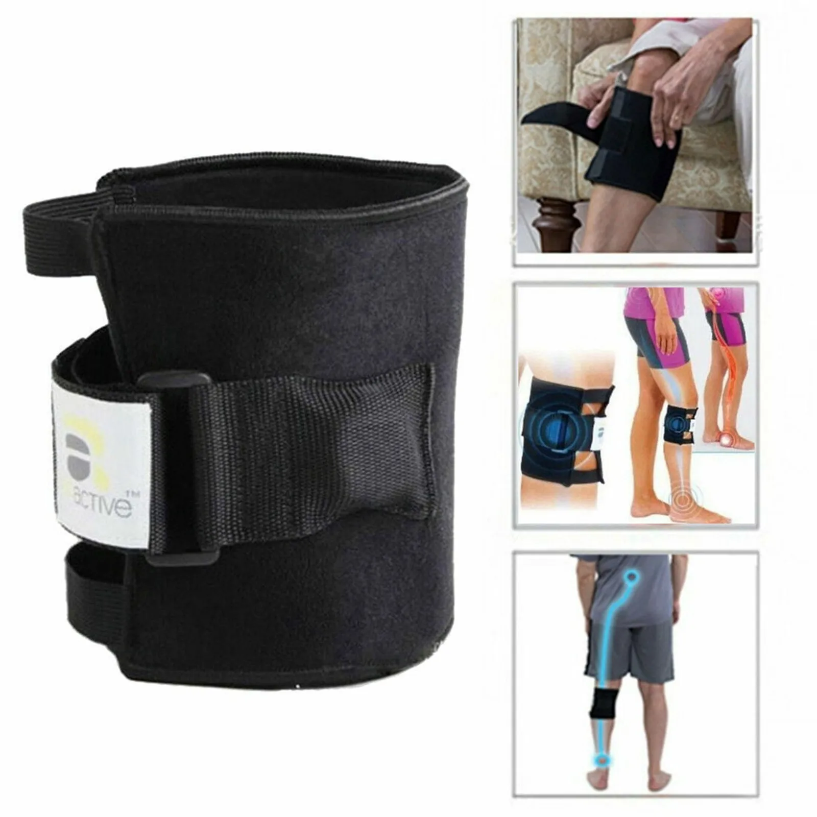 1pcs Knee Protector Magnetic Stone Be Active Knee Brace Point Knee Pad Leg Support Black Pressure Sciatic Nerve Massage Pad