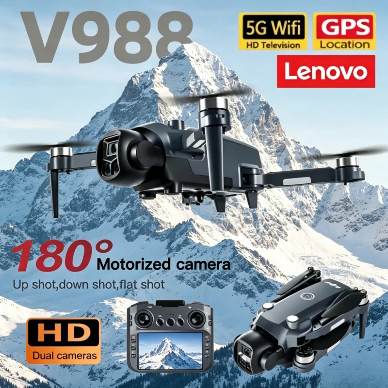 

Aerial Photography Quadcopter 5G WIFI Lenovo V988 Dron Brushless Motor FPV Foldable 4K Professional 8K HD Dual Camera Drone.