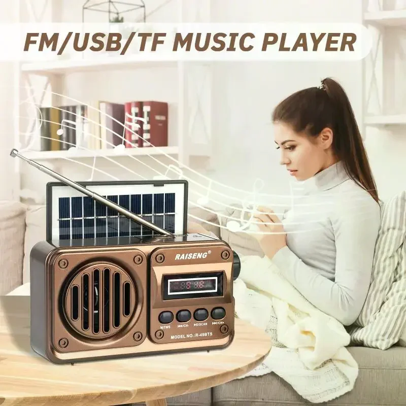 Głośnik Bluetooth 49BTS Bezprzewodowy Odtwarzacz MP3 Radio FM Ładowanie Solarny Radio Awaryjne Pełny Pasma Wysoka Czułość