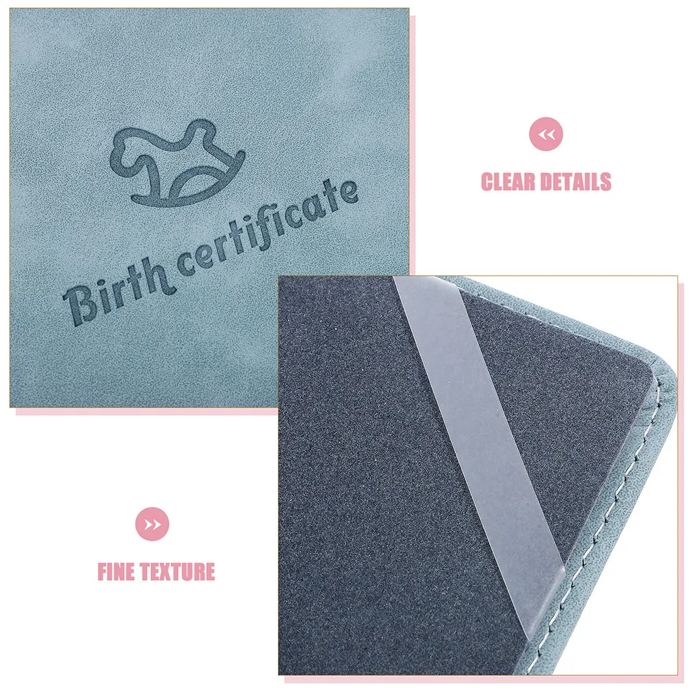 2Pcs Birth Certificate Sleeve Sturdy Wear-Resistant Certificate Cover for Lovely Decorative Design Comfortable Touch