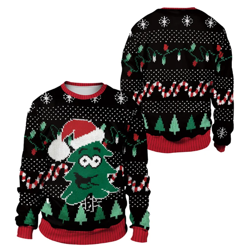 Ugly Christmas Fake sweaterr Unisex Men Women For Holidays Santa Cat Elf Christmas Funny Fake Hair Sweater Autumn Winter Blouses