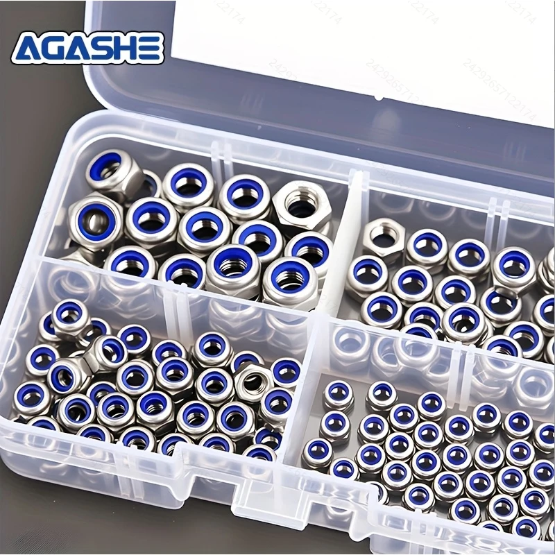 150pcs Stainless Steel Nylon Locking Nuts - Anti-Slip, Self-Locking, Hexagonal Cap, Full Thread, Right Thread, M3/M4/M5/M6, Dura