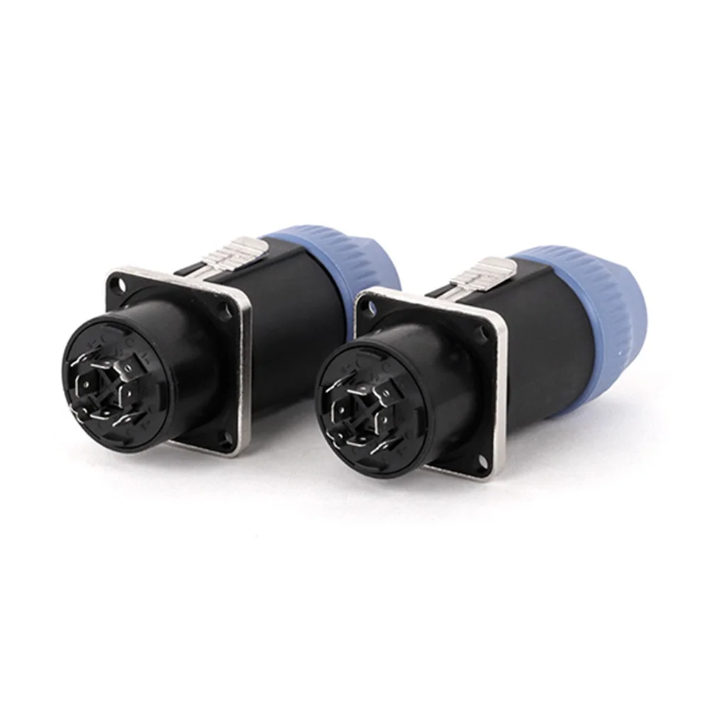 2sets 8Pins Speakon Connector Male Plug+Female Socket Twist Lock Audio Jack Cable Adapter for Amplifier Loudspeaker Connection