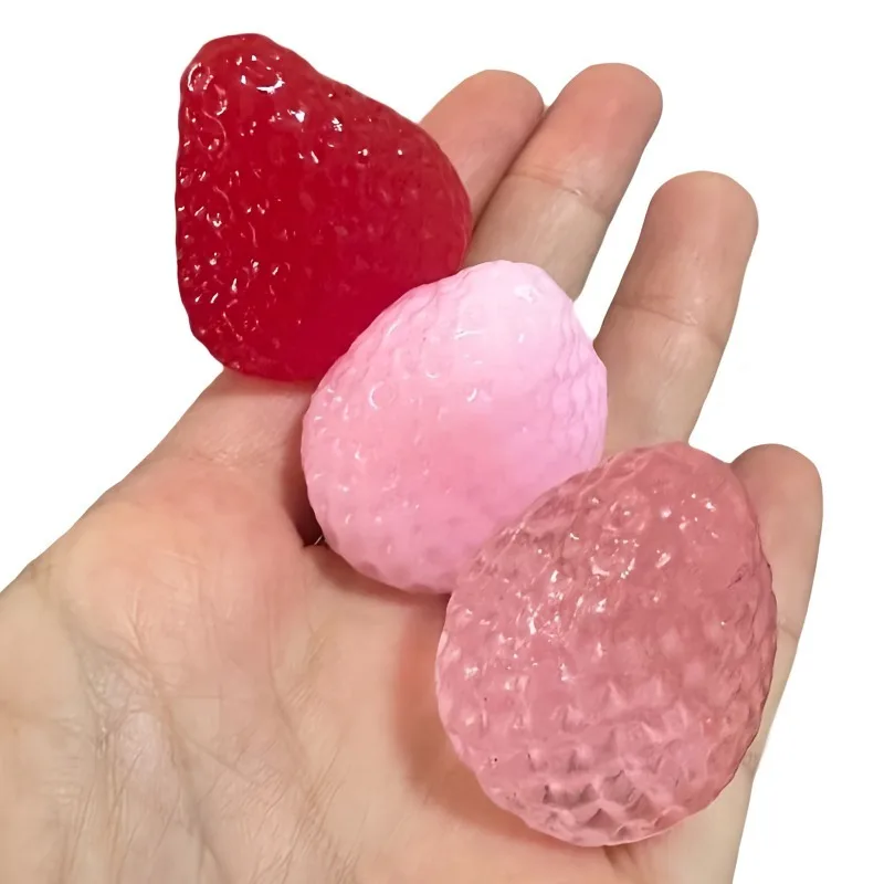 Squishy Aardbei Fidget Speelgoed Super Zacht Transparant Fruit Knijpspeeltje Slow Rise Zintuiglijk Anti-stress Speelgoed voor Volwassen Kerstcadeau