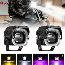 Led Motorcycle Headlight 60W 6000LM Angel Eyes Motorcycle Spotlight DRL Halo Headlight 6000K SUV Truck Tractor Pickup Boat Light