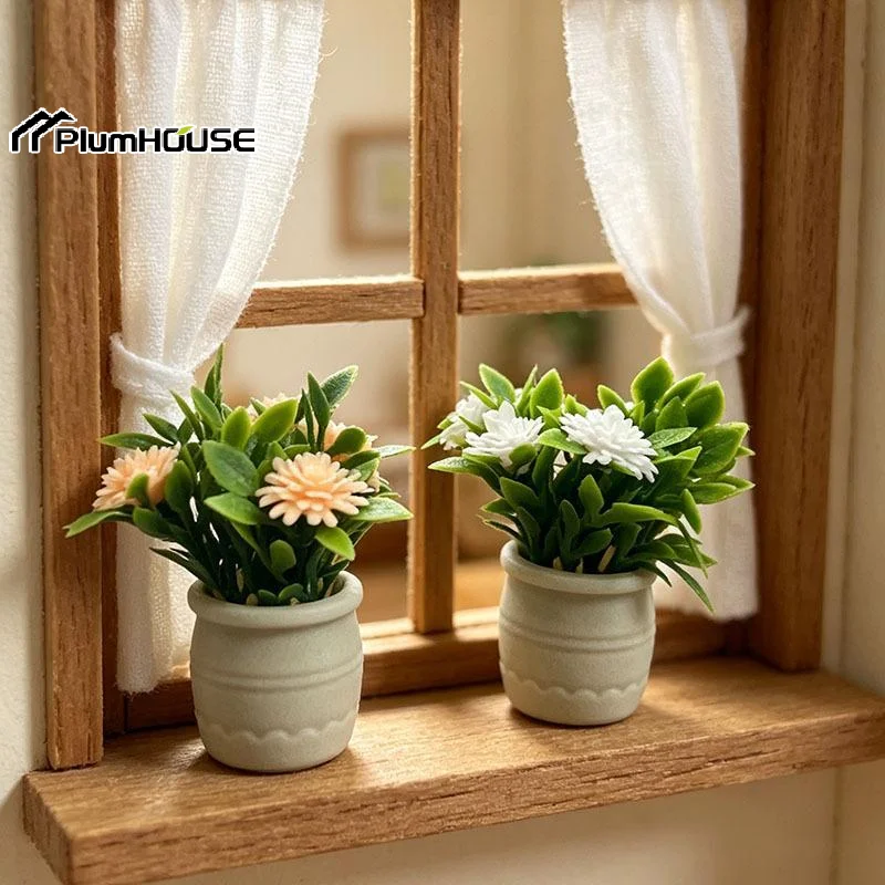 1Pcs Miniature Gypsophila Potted Plant For Model House Living Room Decoration Mini Landscape Crafts
