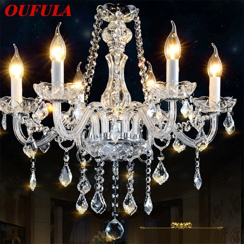 

OUFULA European Style Chandelier Lamps LED Candle Pendant Hanging Light Luxury Fixtures for Home Decor Villa Hall