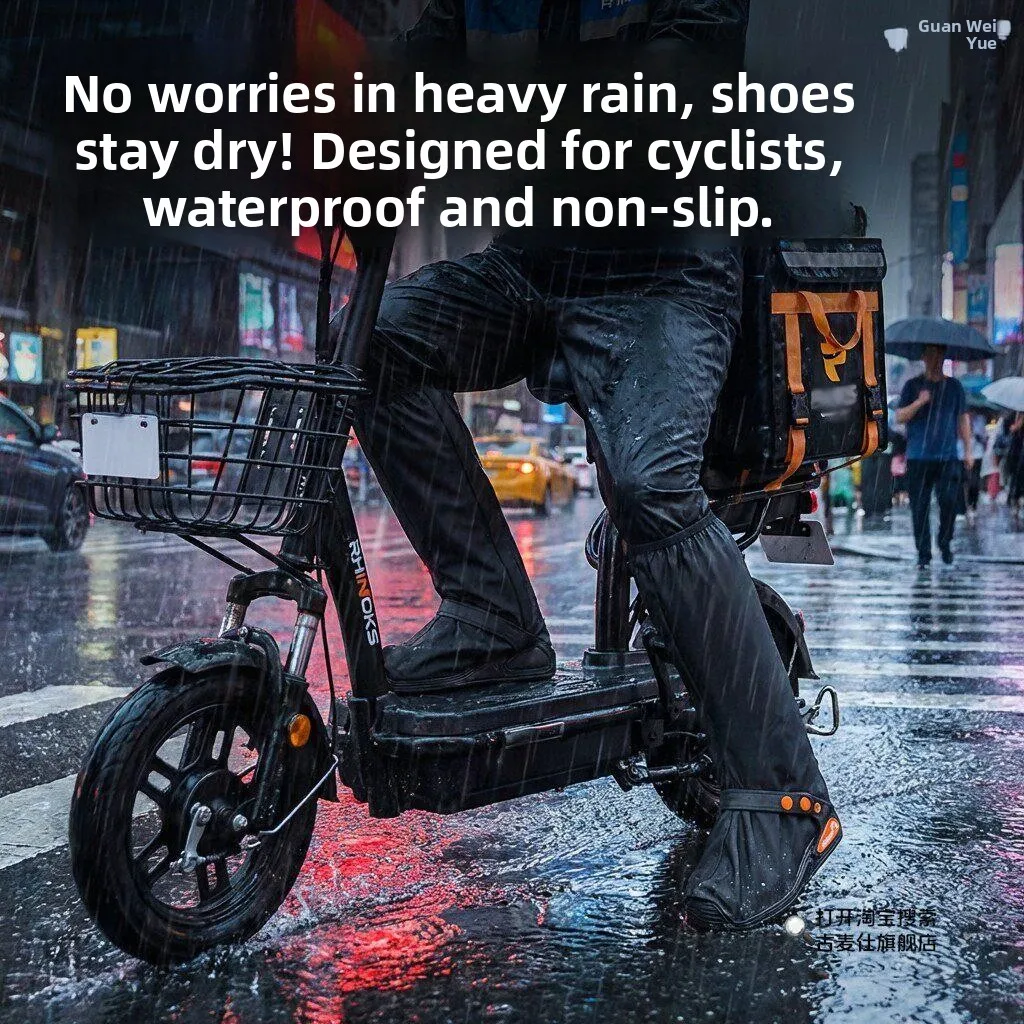 

High-Tube Rain Boots Thickened Anti-Slip Waterproof Outdoor Cycling Rain Shoes Covers for Men And Women on Rainy Days