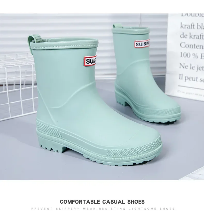 Kurze Regenstiefel für Damen, rutschfeste PVC-Wasserschuhe, wasserdichte Outdoor-Schuhe, modische Damen-Wasserstiefel – Detail 22