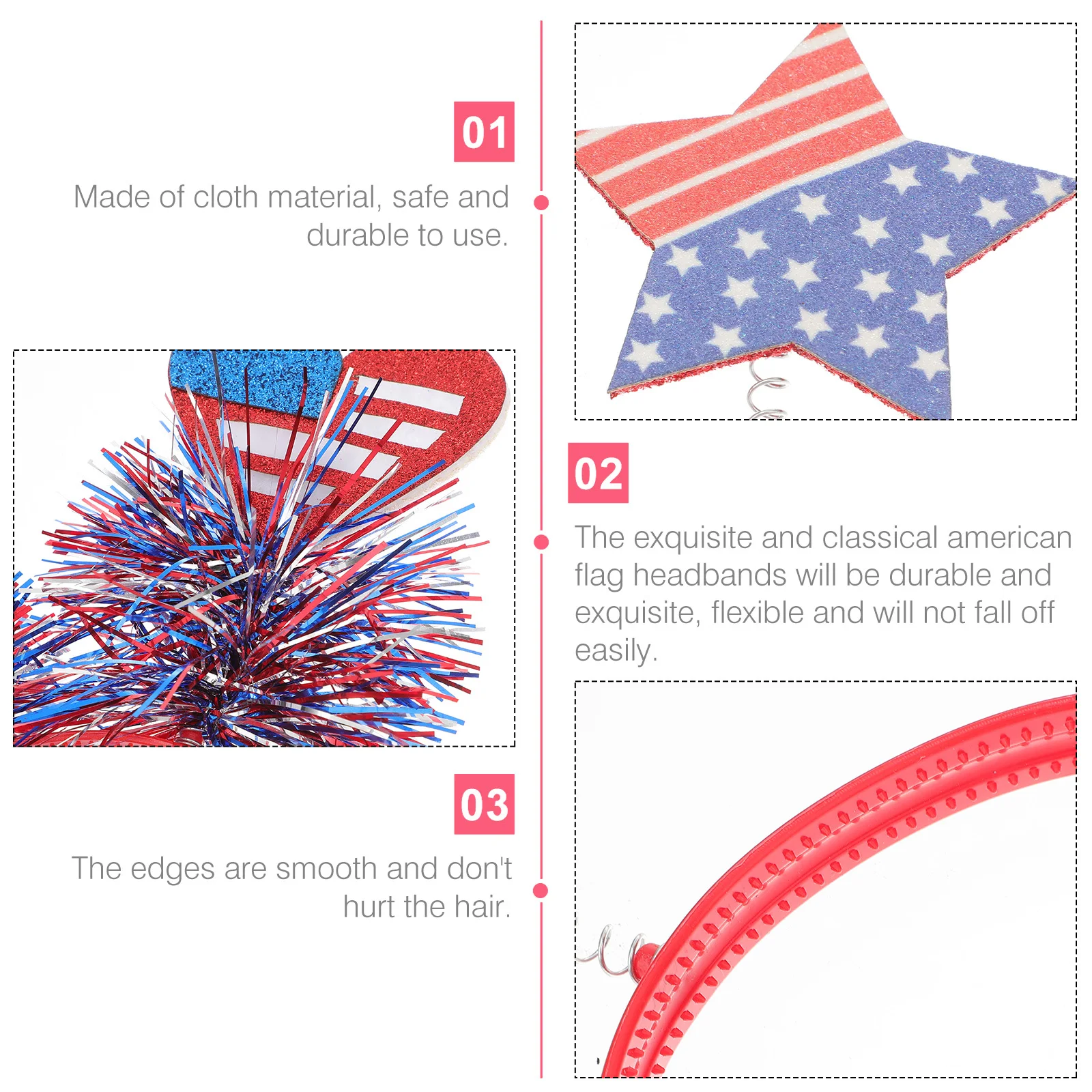 4 قطعة عصابات الرأس العلم الأمريكي الوطنية إكسسوارات الشعر الطرف 4th من يوليو ستار موضوع مأدبة النساء بوم بوم قبعة عقال