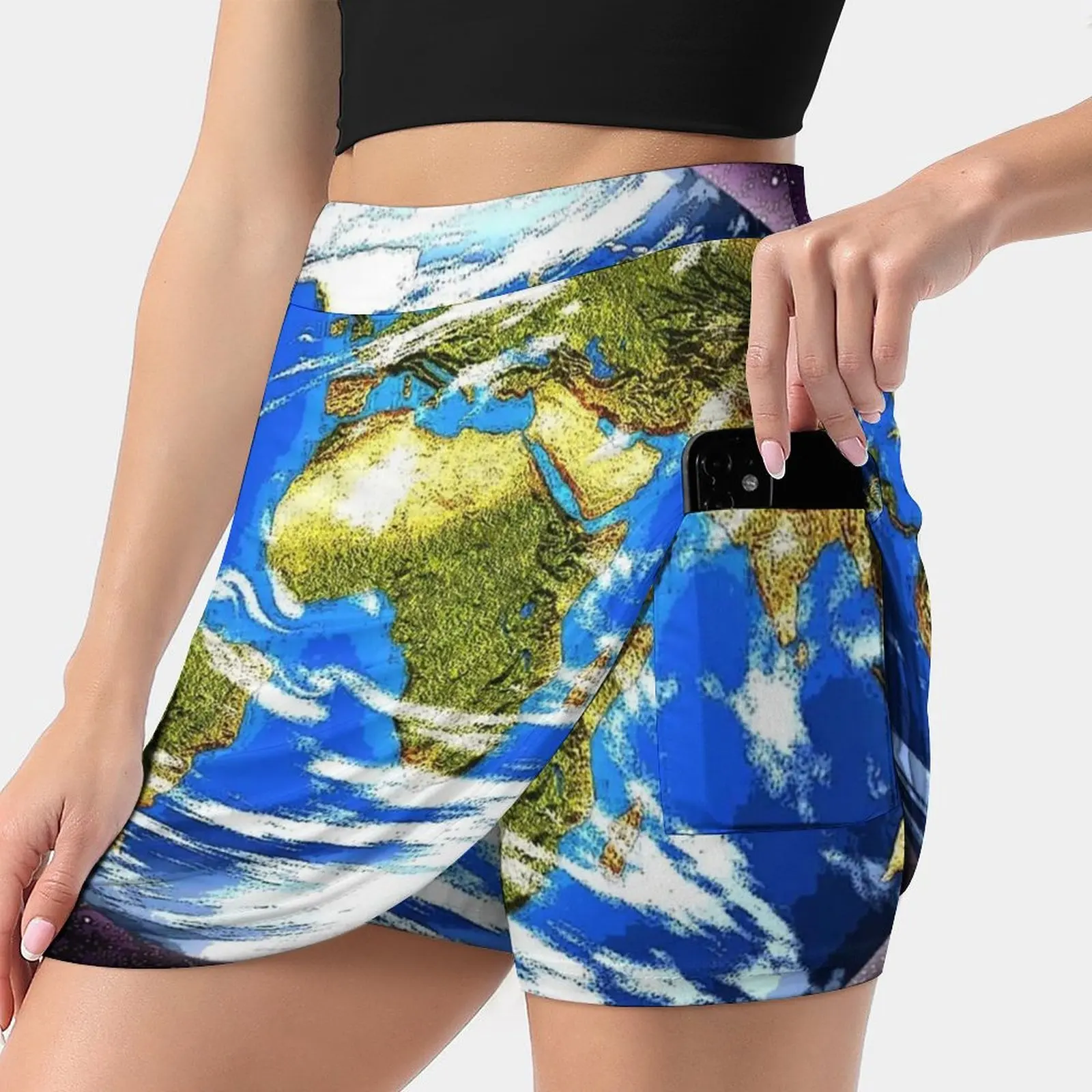 

Planet Earth In Space Women's skirt Sport Skort Skirt With Pocket Fashion Korean Style Skirt 4Xl Skirts Planet Earth Space