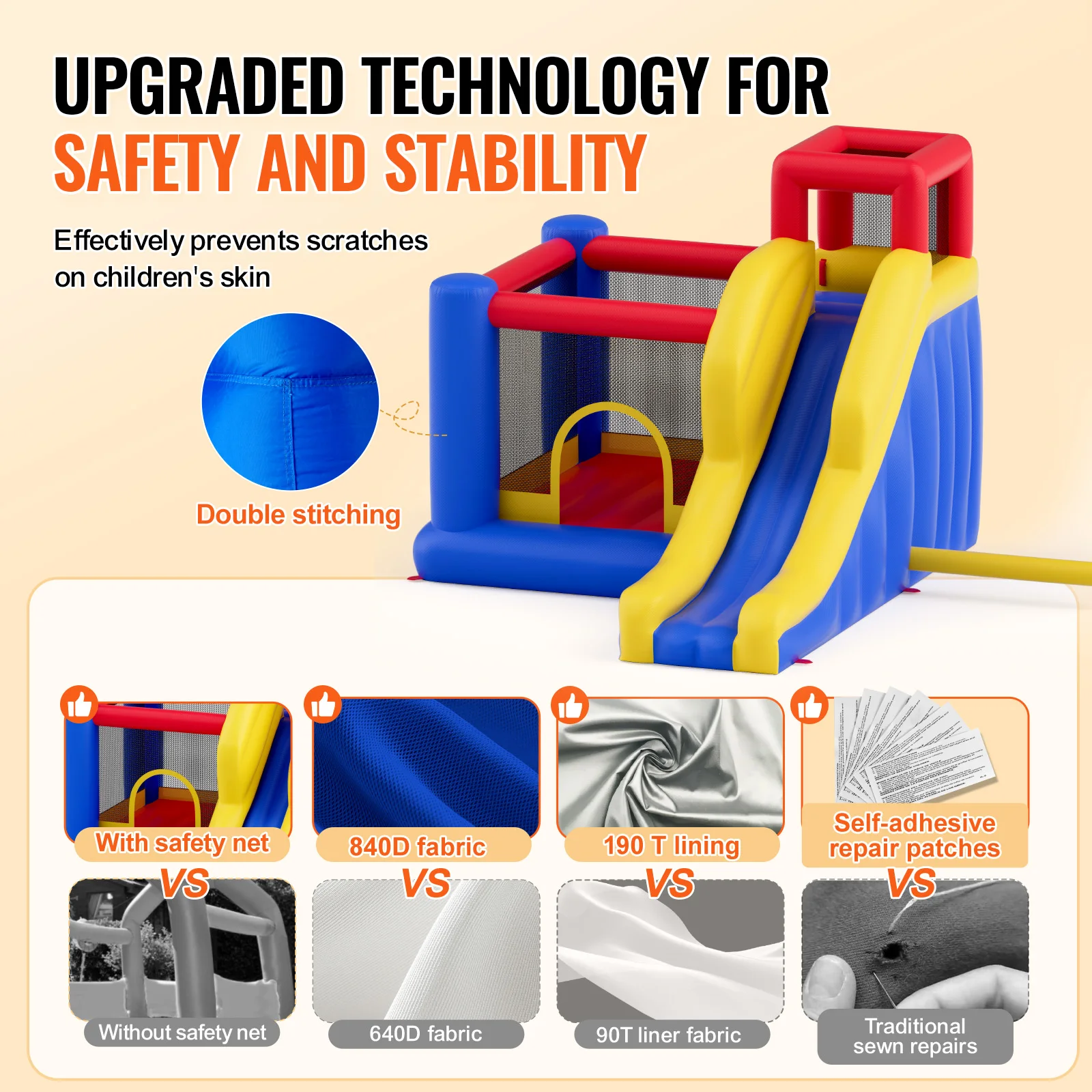 VEVOR Casa gonfiabile per rimbalzo, trampolino per casetta da gioco per esterni di alta qualità, buttafuori per saltare con ventilatore, scivolo e borsa portaoggetti