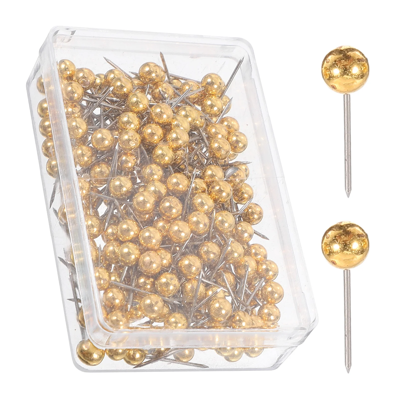 200 Pcs Banner Pin Quilting Straight Pins Gold Trim Thumbtacks Round Ball Brass Push Travel Map Abs Iron School Supplies Pearl