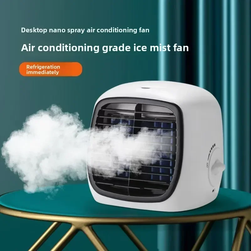 Mini Spray Chiller, Household Desktop Small Chiller Air Conditioner Fan USB Portable Mobile Air Conditioner Fan with Charger