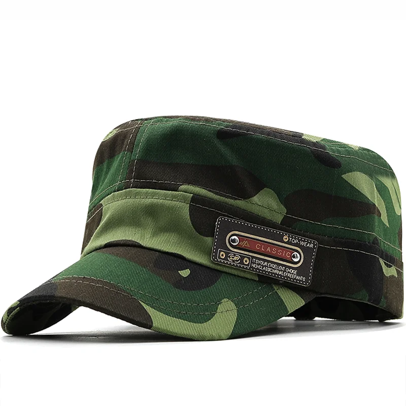 Simple Vintage Flat Top Men Washed Cap For Male Baseball Cap Summer Spring Men's camouflage Sun Protection Military Cap