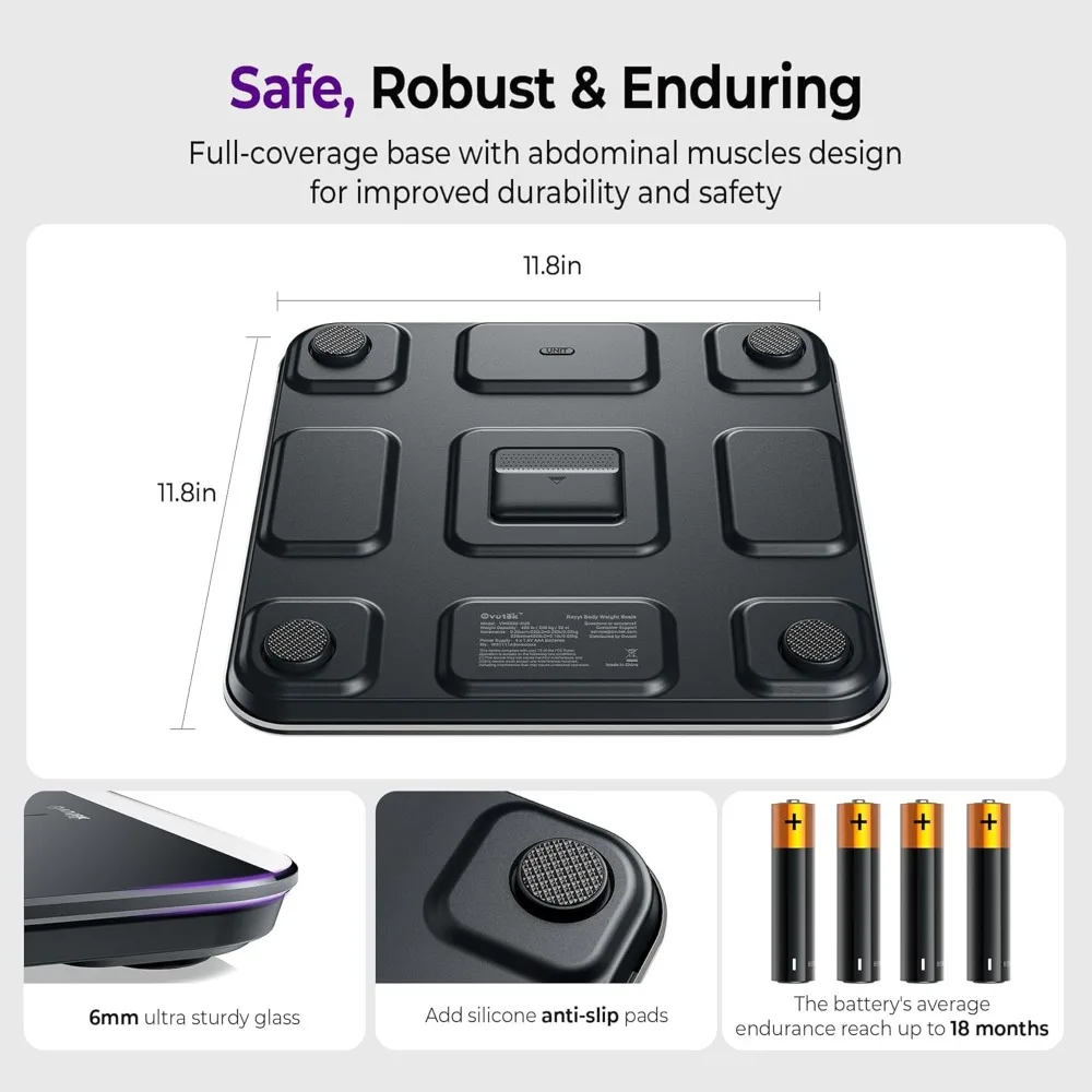 ميزان حمام رقمي بدقة 0.05 رطل، سعة 450 رطل، شاشة LED كبيرة، وزن تلقائي للجسم والطفل والحيوانات الأليفة #4