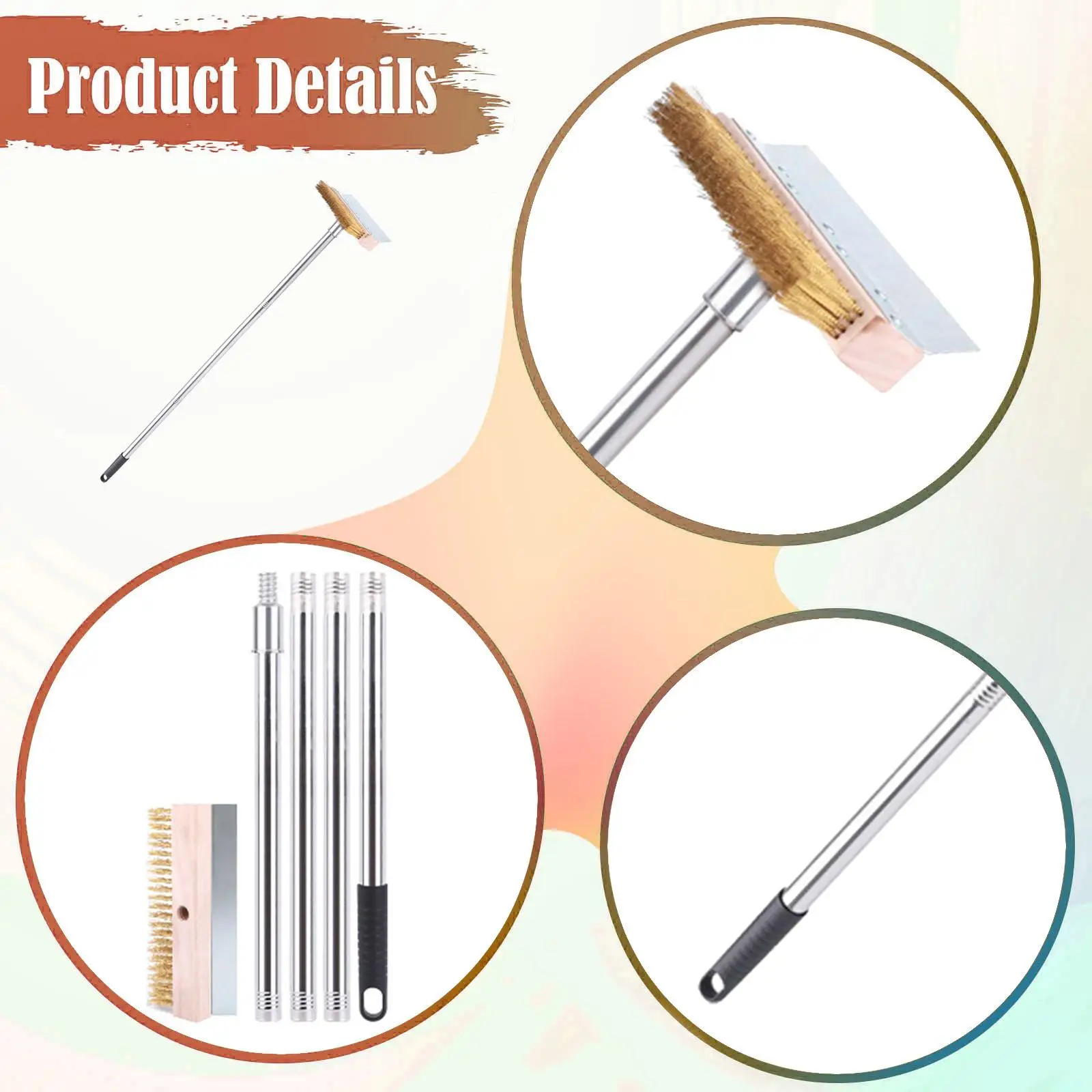 Grill Tools Stainless Steel Pizza Oven Brush Head Grill Kit Tool for Home Outings and Restaurants