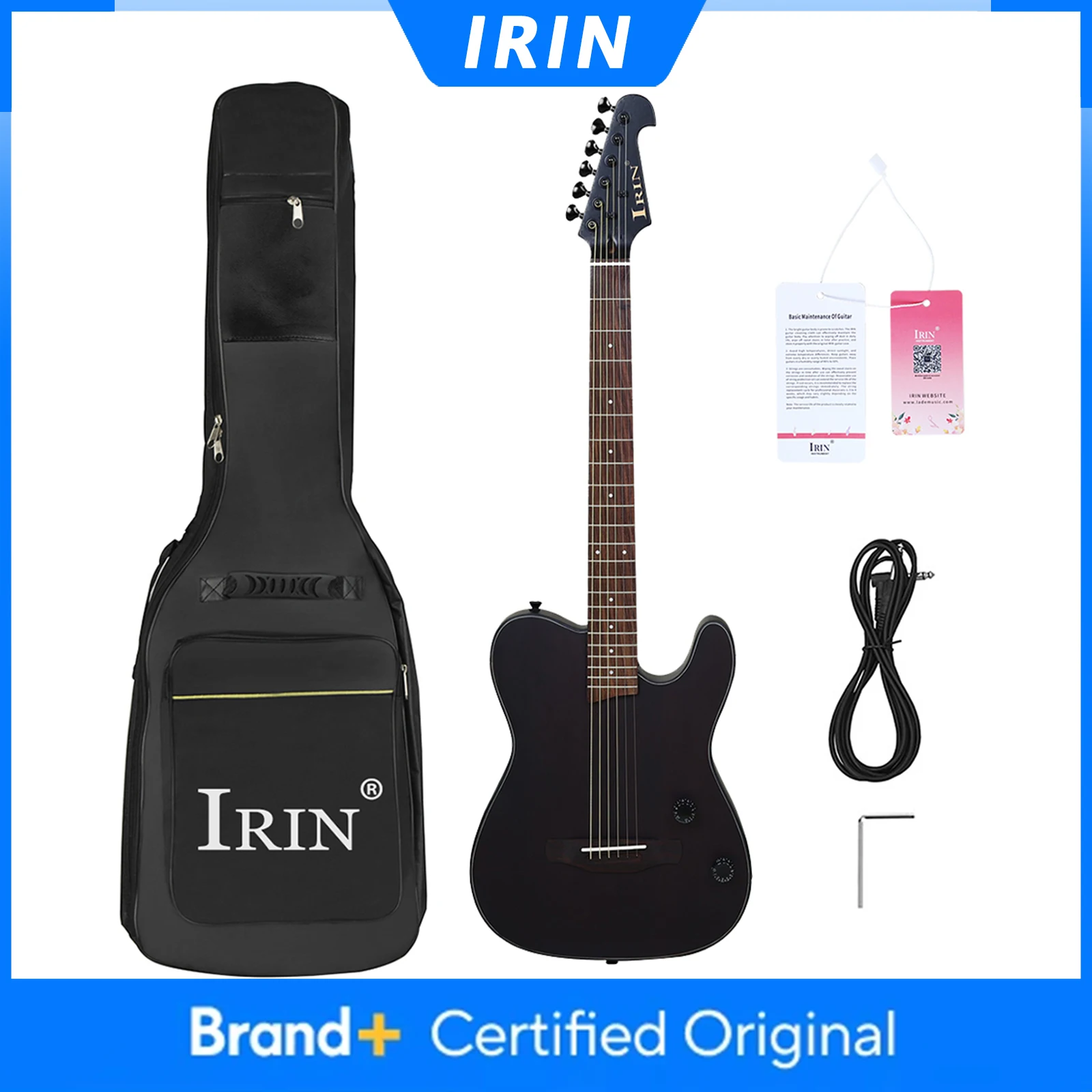 

IRIN 39 Inch 6 String Electric Acoustic Guitar Oguman Body Silent Folk Guitar with Bag Cable Guitar Parts & Accessories
