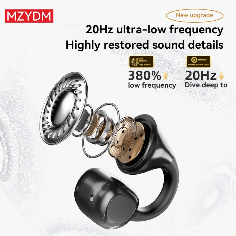 سماعات بلوتوث لاسلكية 5.4 مفتوحة الأذن كليب سماعات الأذن الرياضية خطافات الأذن HiFi ستيريو الصوت إلغاء الضوضاء مقاوم للماء للجري #5