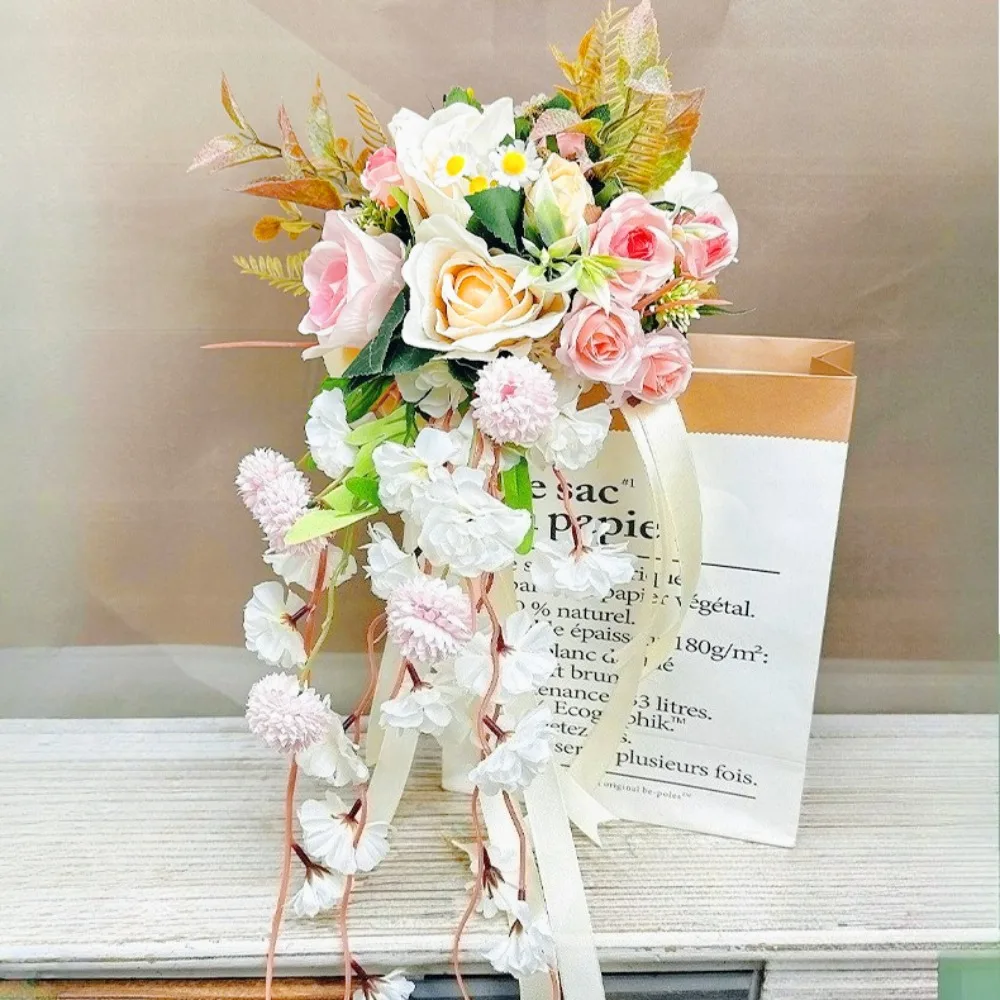 

Atmospheric Cascading Bouquet Simulation Flower for Bride Bridesmaid Wedding Photo Prop Wedding Accessories Home Decoration