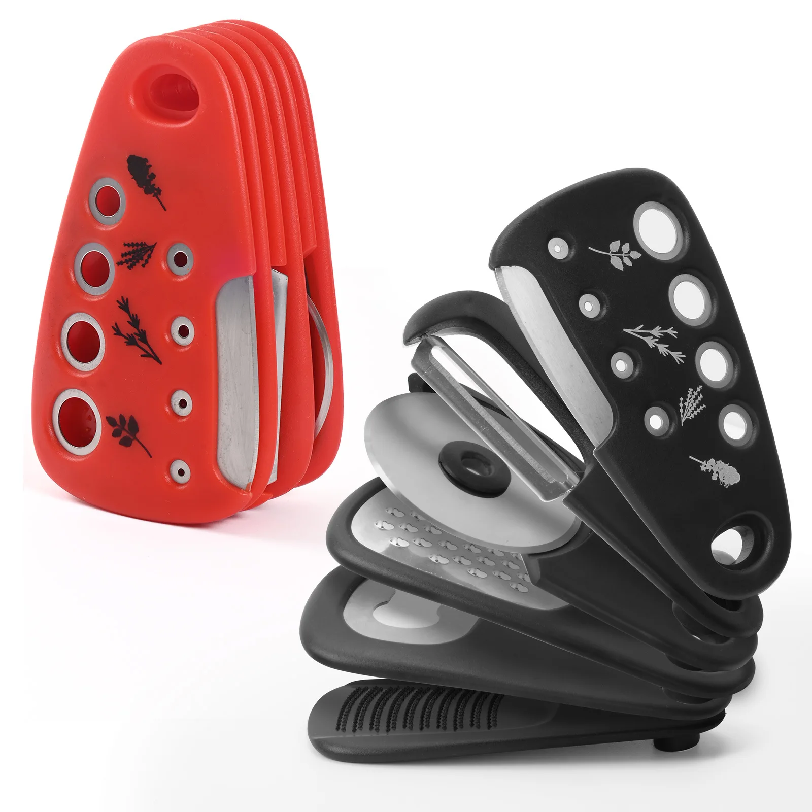 Набор кухонных гаджетов, 6 шт., компактная терка для сыра, открывалка для бутылок, овощечистка для фруктов и овощей, резак для пиццы, чеснока, имбиря, мясорубка