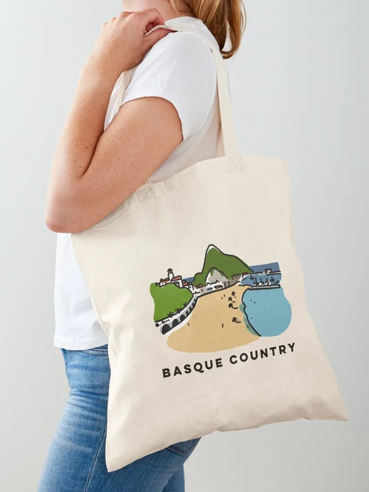 

Basque Country Guetaria Beach drawing Tote Bag tote bag foldable reusable bag tote custom ecological bags