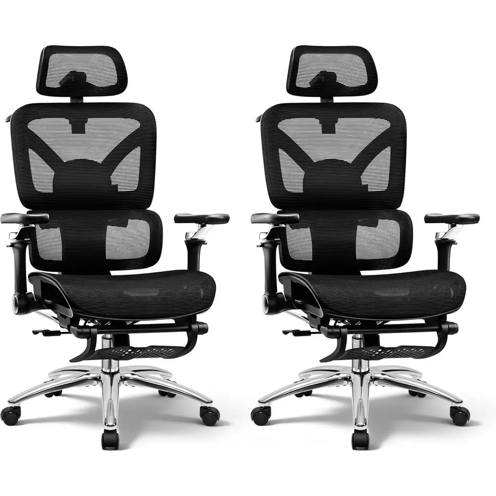 

Ergonomic High-Back Rolling Office Chair with Footrest, Big and Tall Desk Chair, 5D Adjustable Arms, Lumbar Support, Comfortable