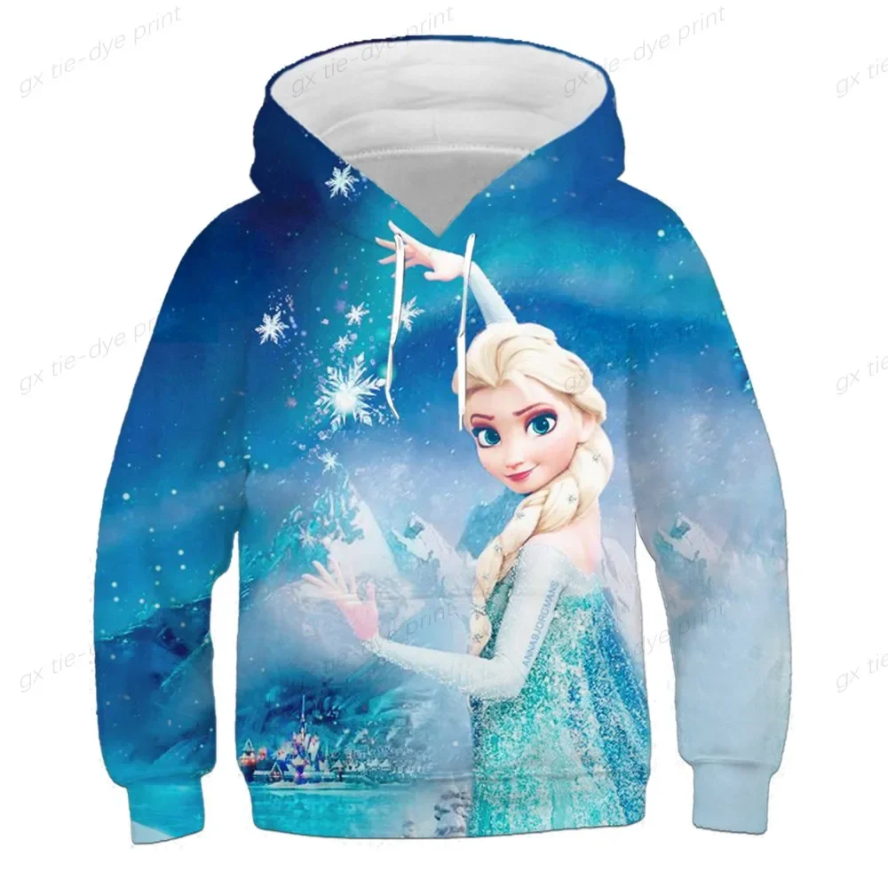 Spring And Autumn Disney Series Ariel Princess Hoodies Girls Long Sleeves Fashion Sweatshirts Mermaid Cartoon Casual Hooded Tops