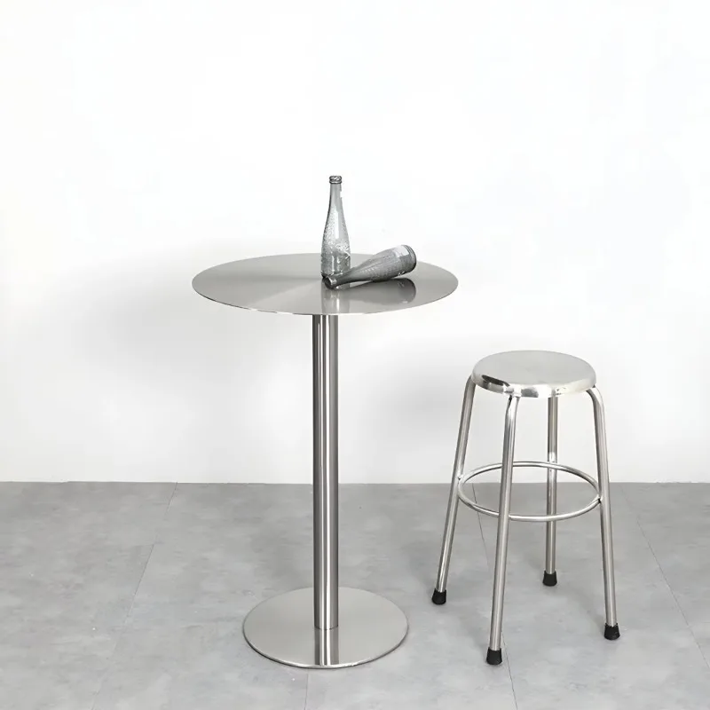 

Modern Stainless Steel Bar Round Table Square Tall Table Party Event Hotel Island Restaurant Living Room Furniture