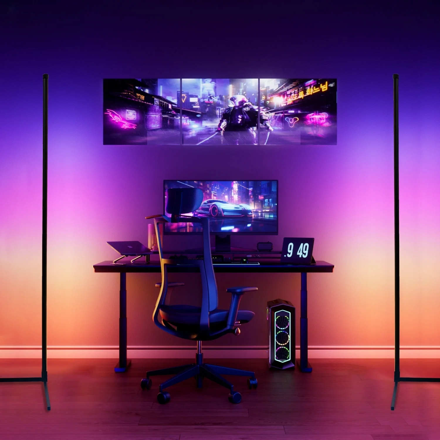 RGB LED smart modern floor lamp music synchronization 16 million DIY color change suitable for gaming room parties, etc. image 2