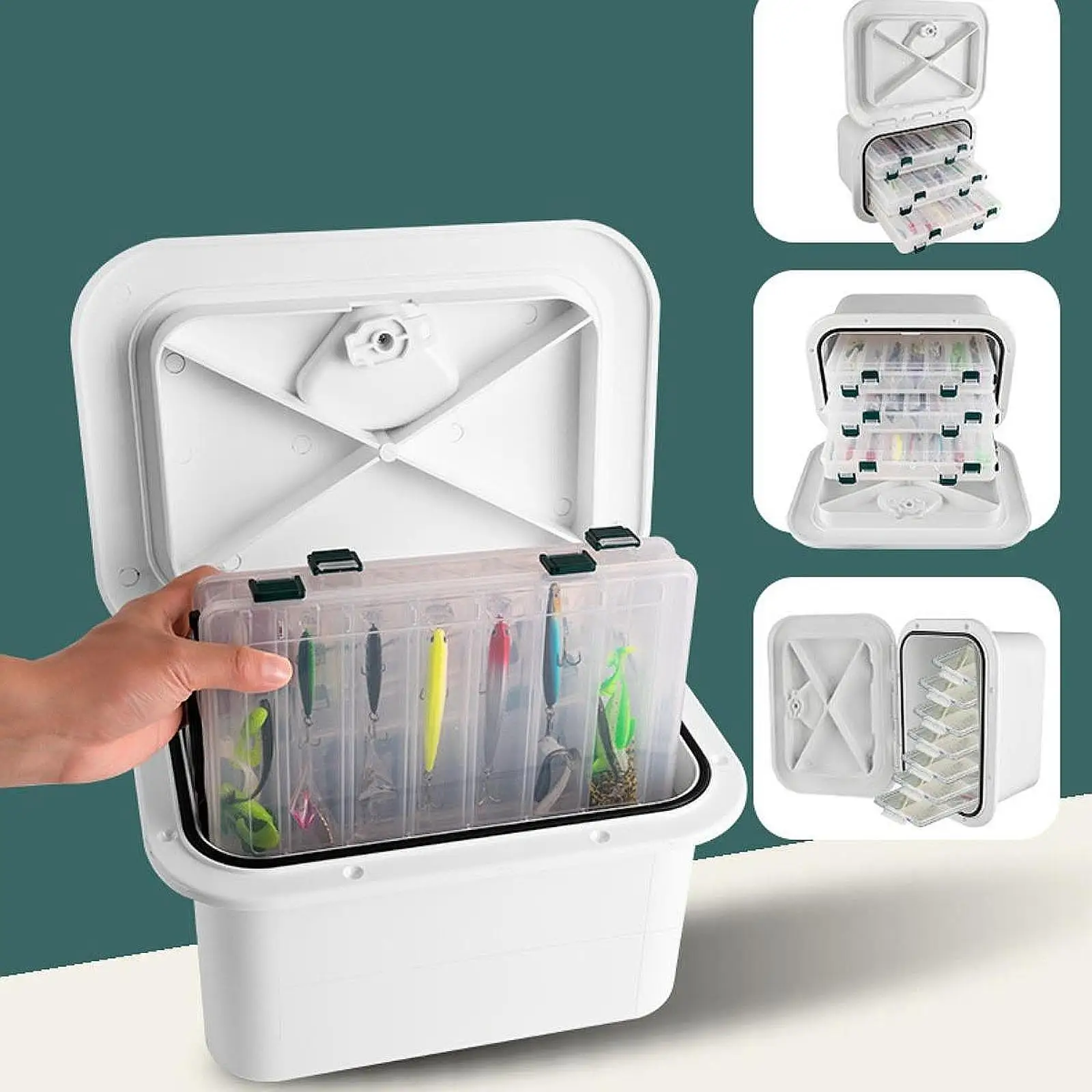 

Deck Storage Box for Yacht White Lockable Rotate to Open and Close Organizer