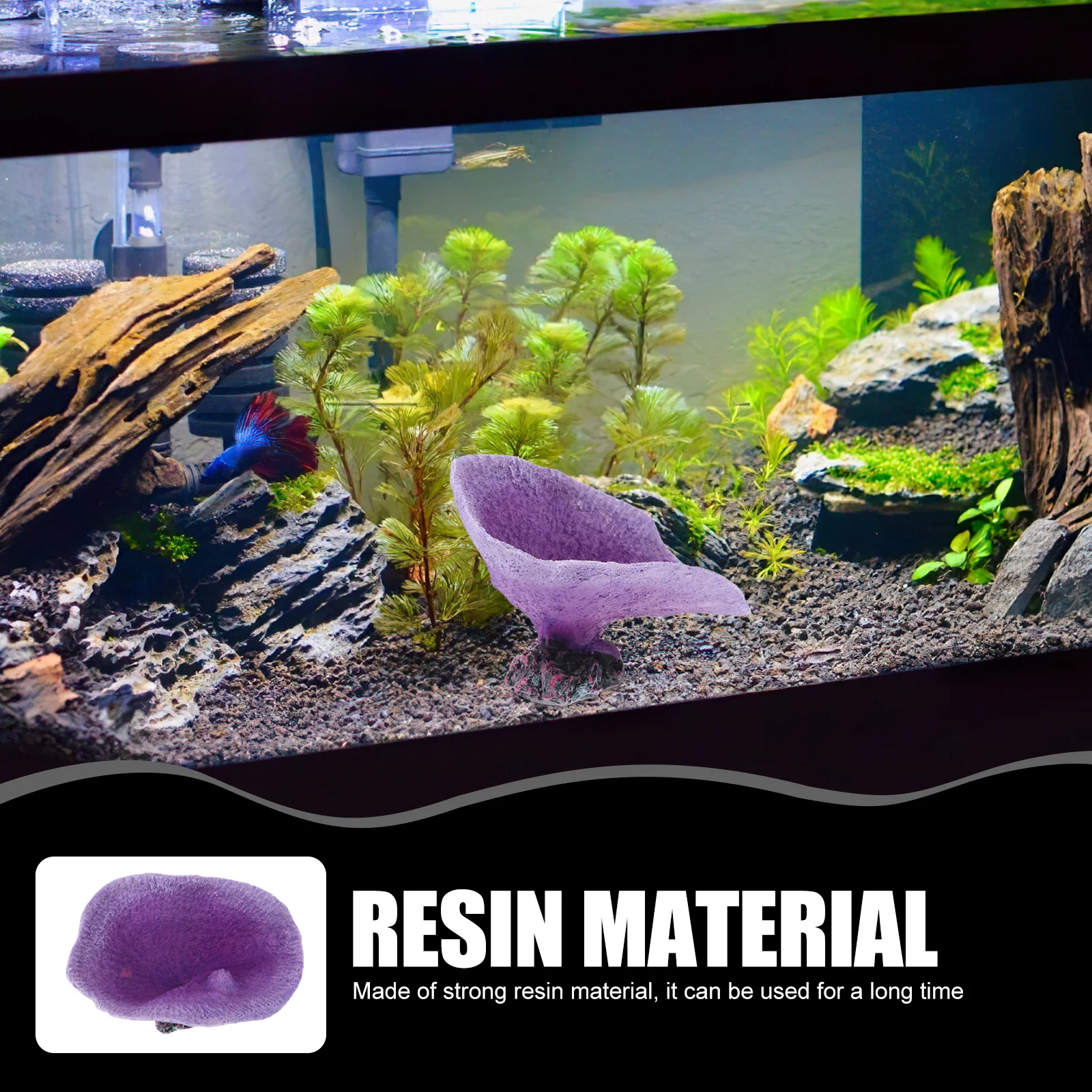 

Kisangel Simulated Coral Ornament Nautical Figurine Artificial Aquarium Decor Reef Tank Resin Decoration Violet Model