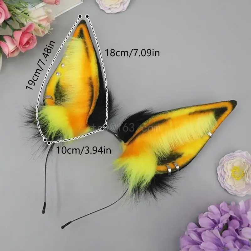 Fascia per capelli con orecchio bestia artificiale Fascia per capelli per anime Donna Show Hairhoop