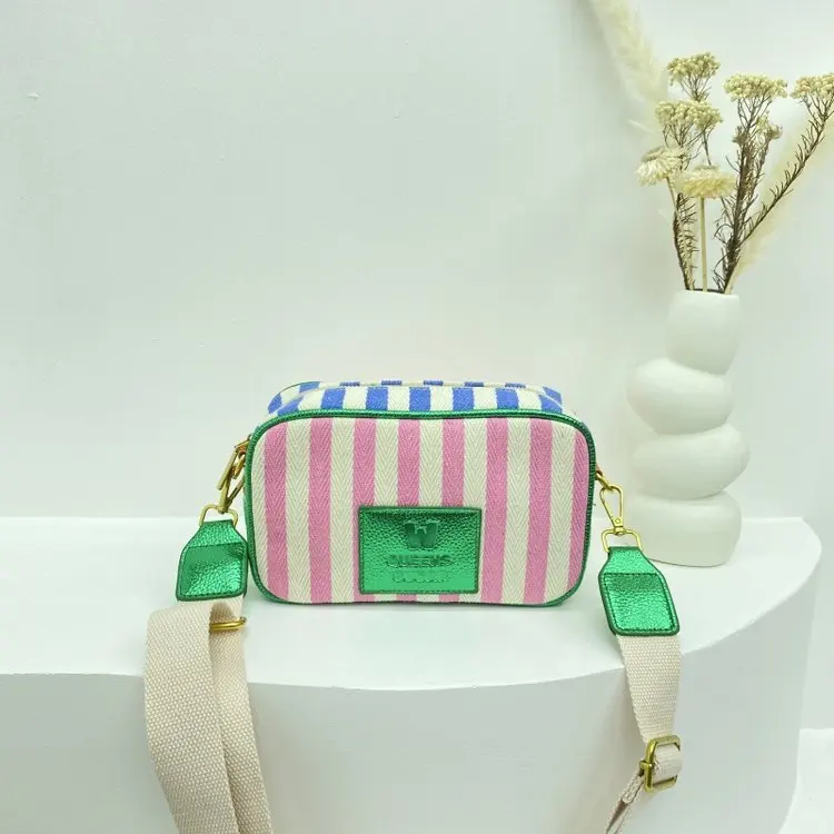 

2026 New Women Camera Bag Retro Wave Print Colorblock Leather Versatile Shoulder Crossbody Purse