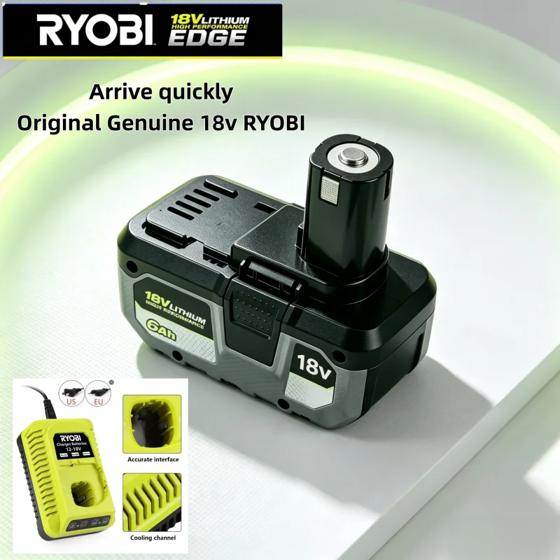 Authentic RYOBI high-performance Chargeable lithium battery 18V low self discharge, suitable for all tools P104, P107 P109 P108