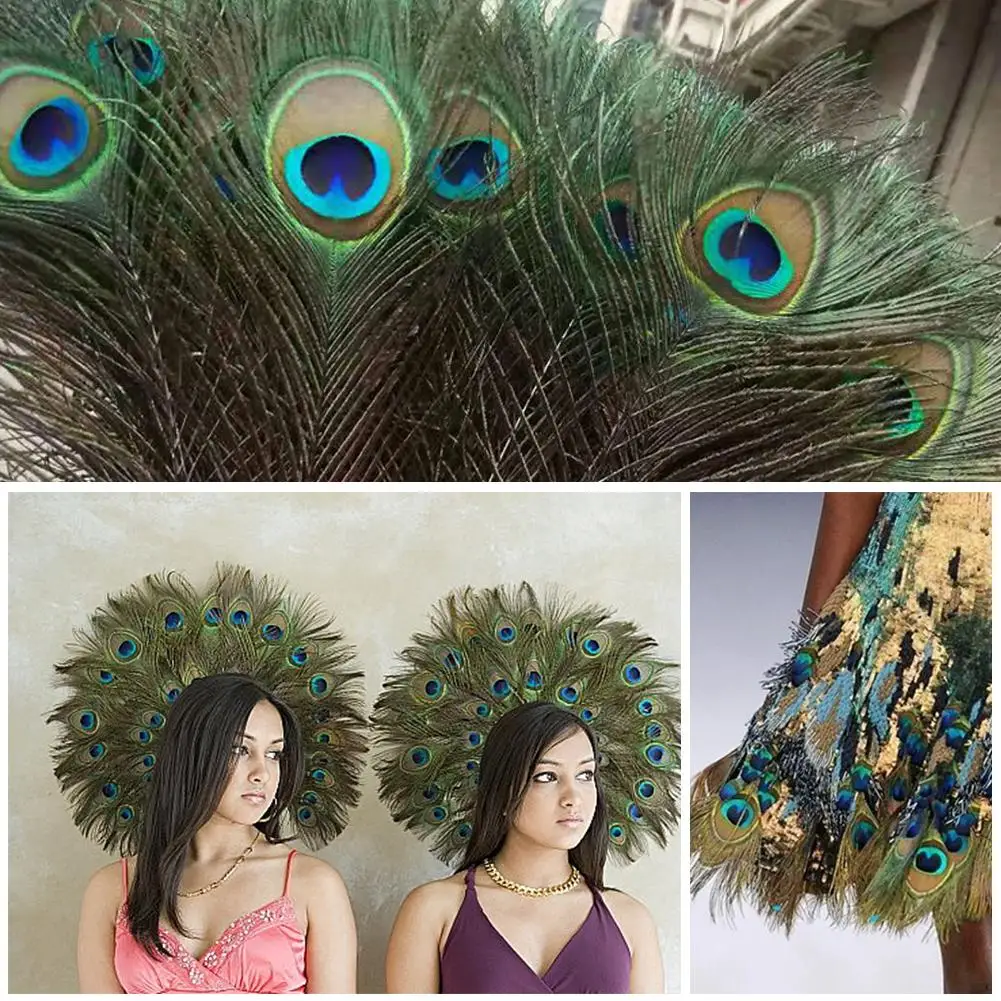 20Pcs 40-45 cm Natural Peacock Feathers Crafts Handwork DIY Party Plume Wedding Home Furnishing Decor