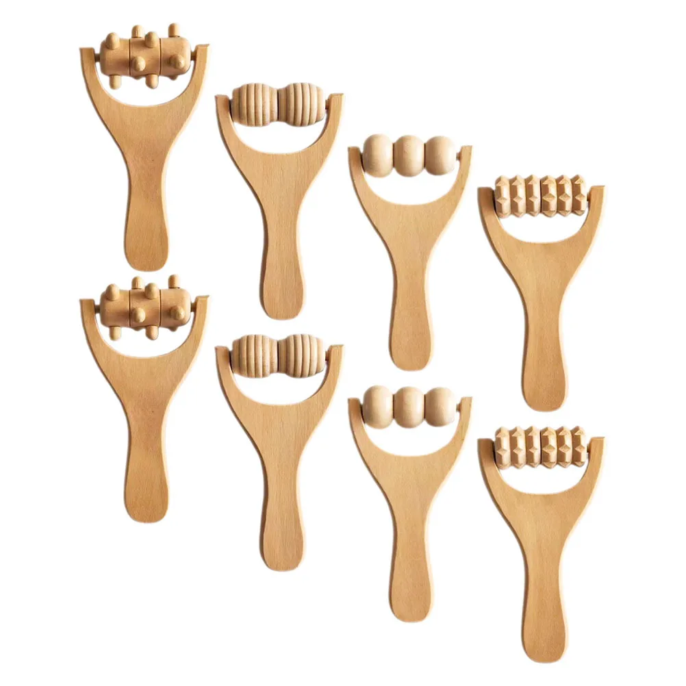 

8 шт., деревянные массажные инструменты, деревянный ролик, гладкий, прочный массажер для ног, шеи, спины, ног, рук, портативный инструмент для релаксации, деревянный массажер
