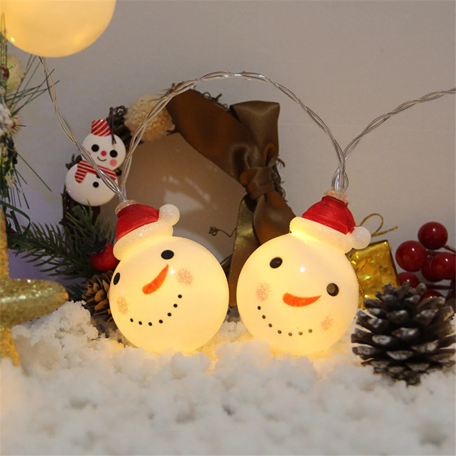 2023 New 10/20LED Snowman Santa Claus Fairy Garland String Light Battery Powered Christmas Lights for Home Party Xmas Tree Decor