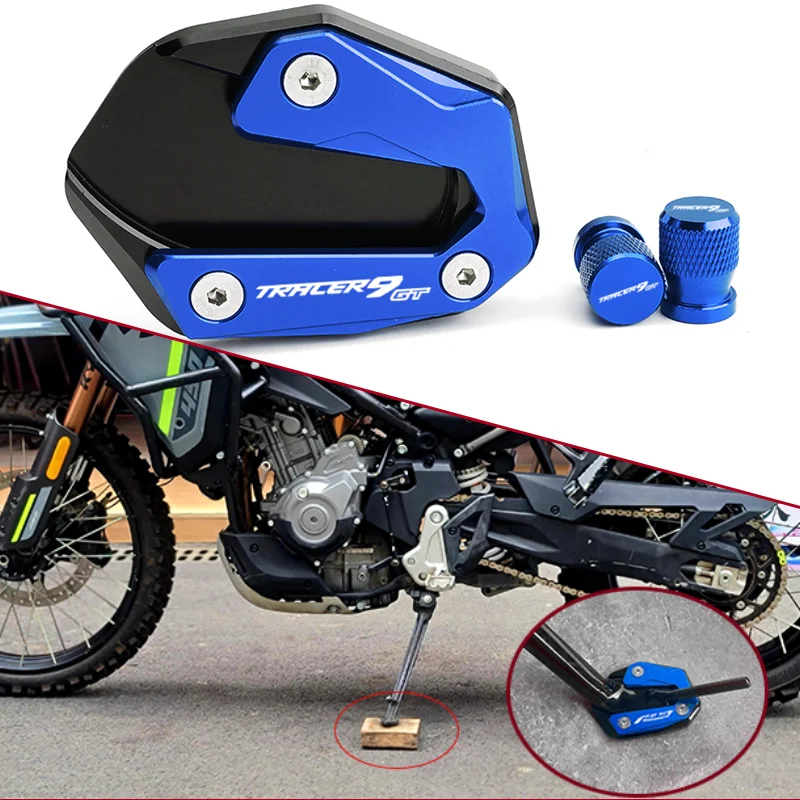 

Motorcycle Accessories Kickstand Foot Side Stand Enlarger Pad Tire Valve Cap For Yamaha TRACER 9 GT 9GT Tracer9GT tracer-9gt