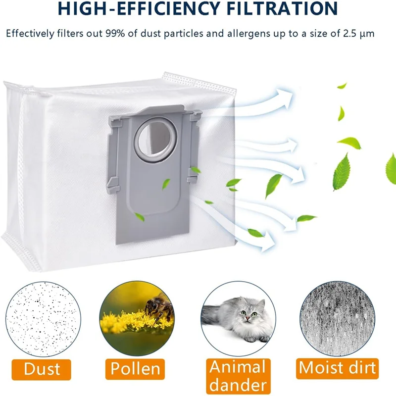 ABBK-15 Pcs Dust Bags For Roborock S8+/ S8 Pro Ultra / S7 Maxv Ultra / S7 Pro Ultra / Q7+ / Q7 Max+ / Q5+ Vacuum Cleaner Bags