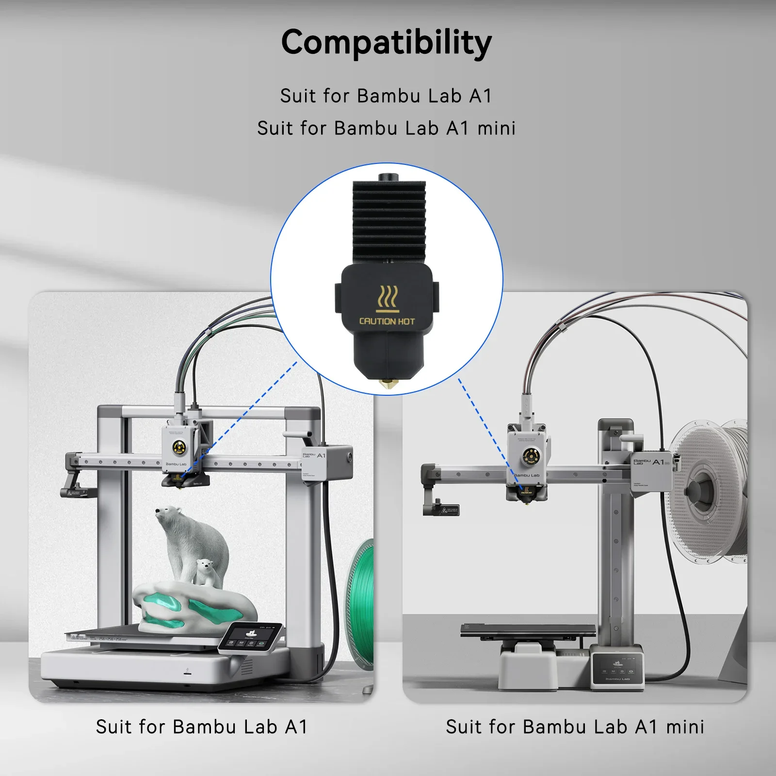 Hotend Kit for Bambu Lab A1/A1 Mini Fast Speed Hot End Assembly 0.2/0.4/0.6/0.8mm Hardened Steel Brass Nozzle 3D Printer Part