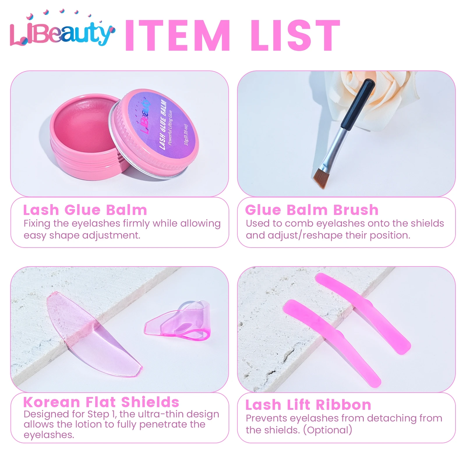 Libeauty A Total Set Solid Eyelash Lift Glue Fixing Adhesive Solid Glue Lash Softening Pad Eyelash Lift Ribbon Lash Lifting Tool
