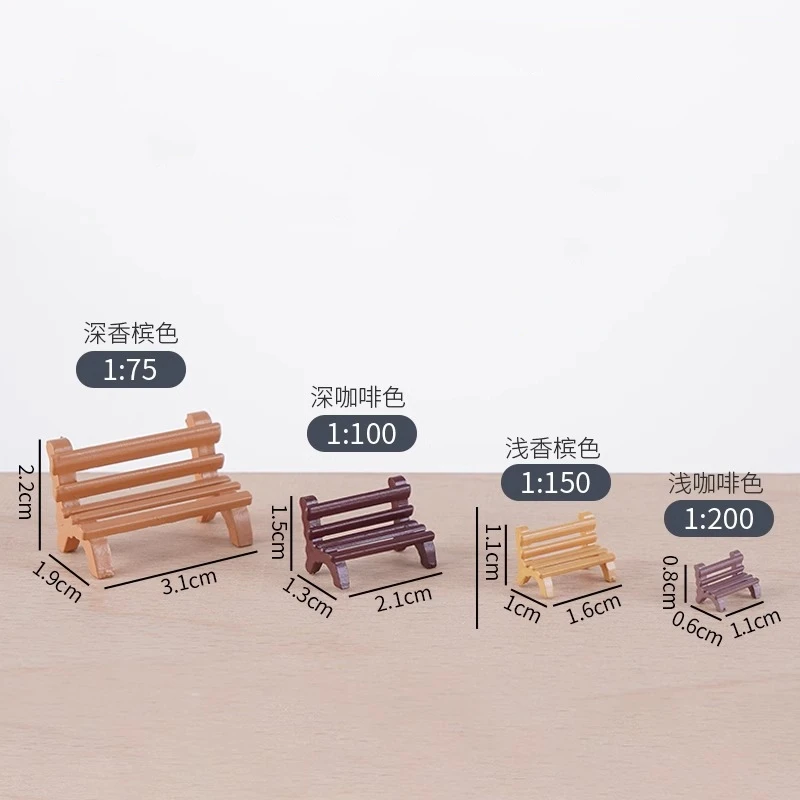 10pcs Miniature Garden Bench Plastic Chair Micro Landscape Decorative Craft Toys Dollhouse Furniture Model Building Accessories