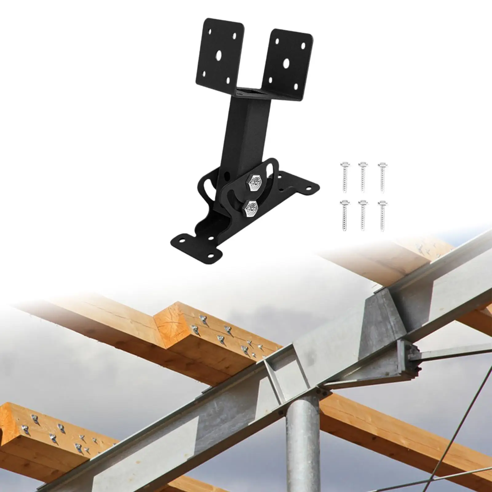 Black Roof Riser Bracket Rotatable Direction Stable Frame Patio Pergola Gazebos