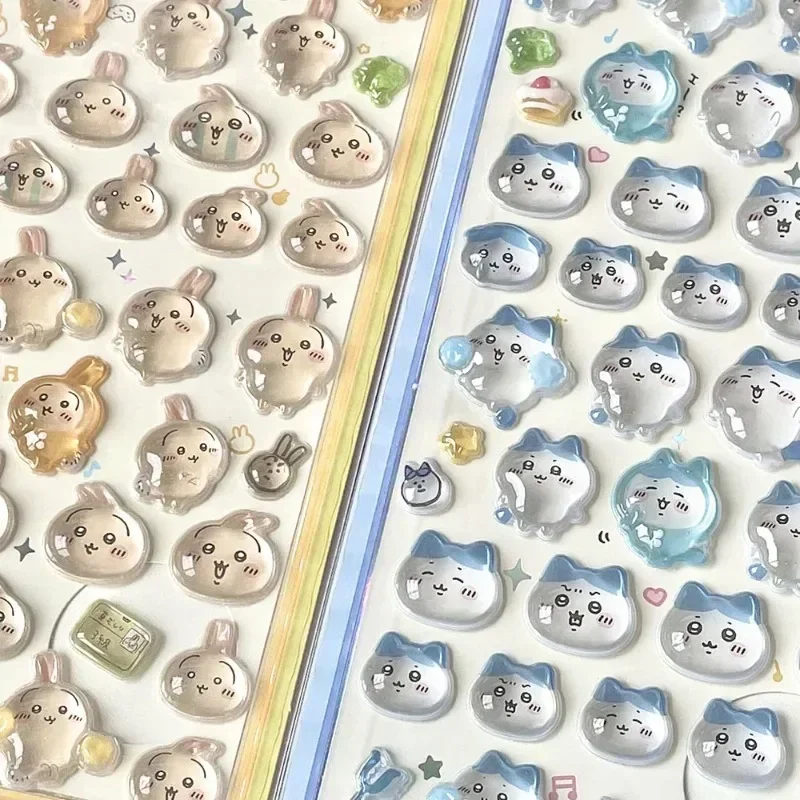 Chiikawa 3D Cute Relief PVC Crystal Waterproof Stickers DIY Scrapbook Laptop Cute Bonbon Drop Seal Children Gift ボンボン ドロップシール
