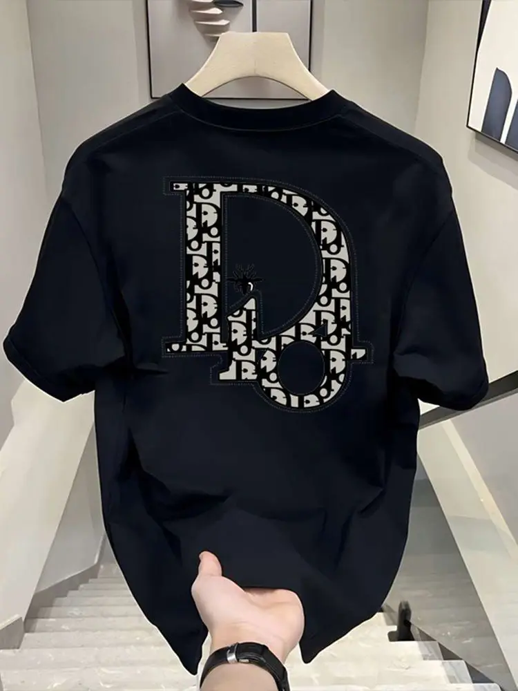 Heavy Trendy Brand Letter T-shirt American Ruffian Handsome Print Men's and Women's Summer Trend Loose Short-sleeved Crew Neck